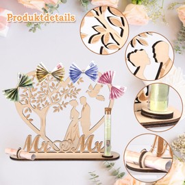 Money Gift Wedding Wood with Fairy Lights, Wedding Gifts for Bride and Groom Money, Heart-Shaped Gift for Wedding Anniversary Made of Wood (Original Wood Colour)