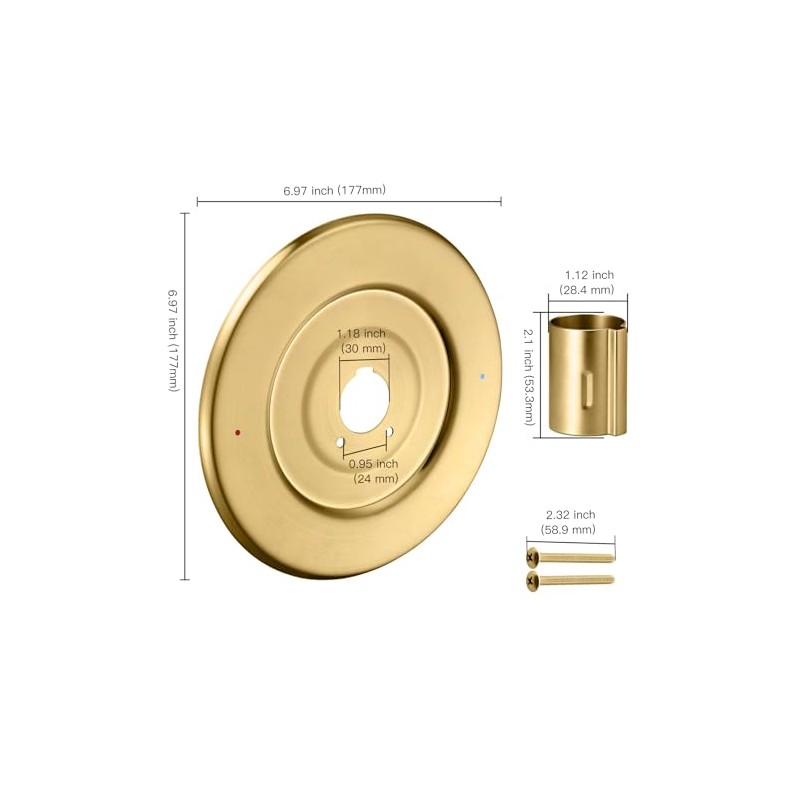 Shower Handle Cover Plate, Brushed Gold,for One-Handle Tub and Shower