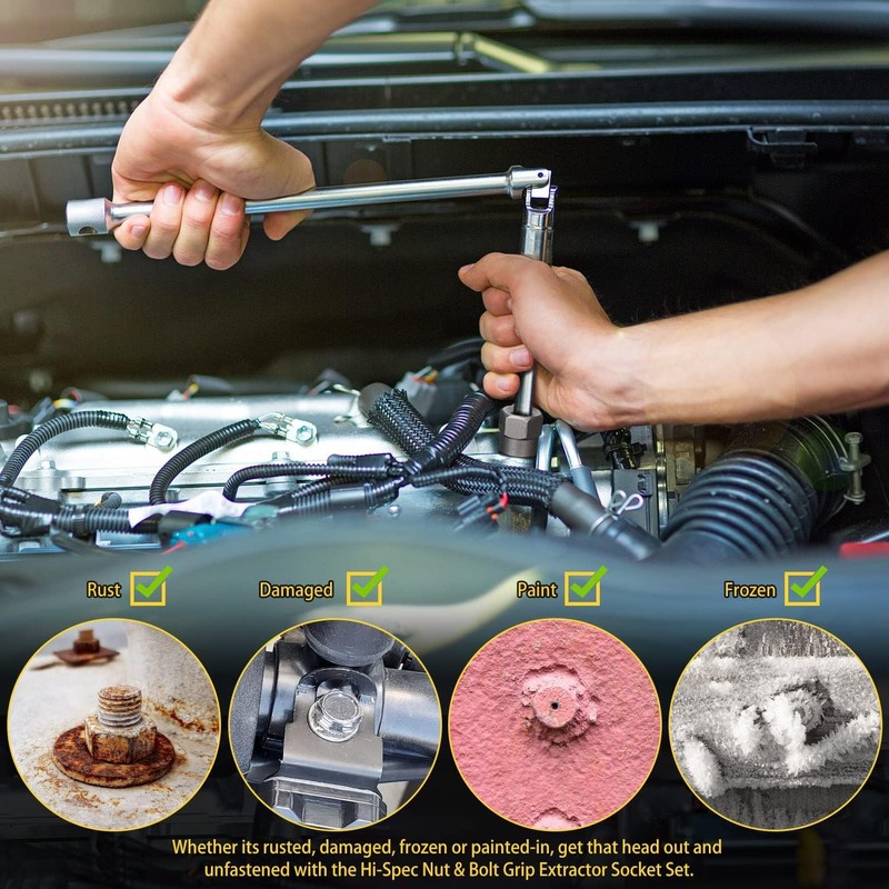 15-Piece Left Extractor Set/Nut Remover Set, Nut Extractor Set, Nut