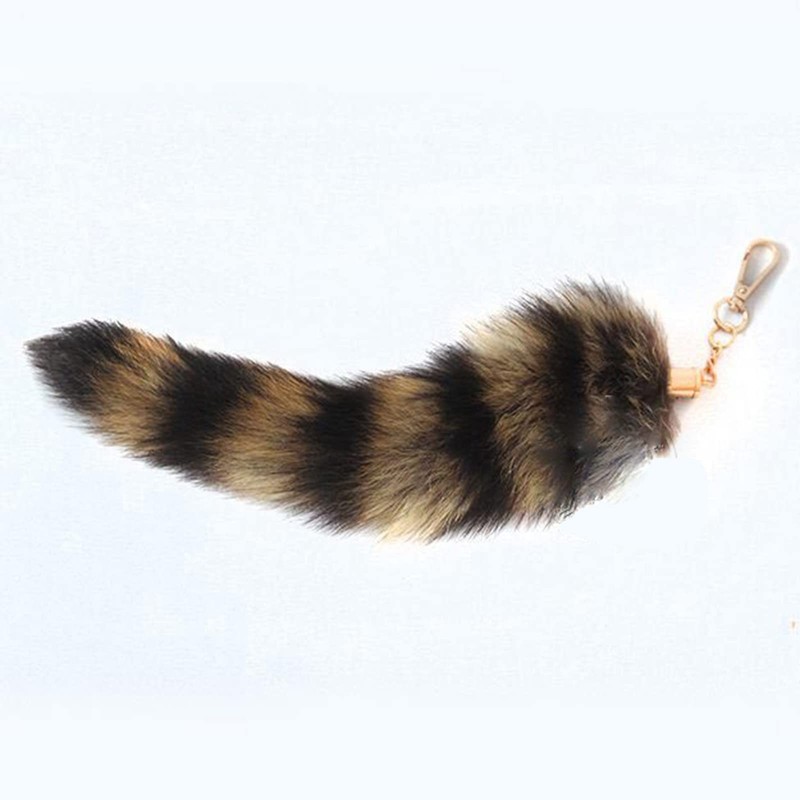 MinnowXY Cute -Racoon Tail Keychain Pendant Key-Chain Bags Charm Keys-Holder