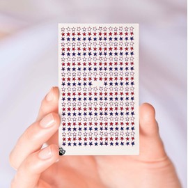 Patriotic Stars Clear Water-Slide Nail Designs