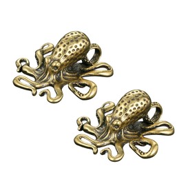 UCCKEYI 2PCS Brass Octopus Figurine Small Statue House Office Home Decoration Ocean Animal Figurines