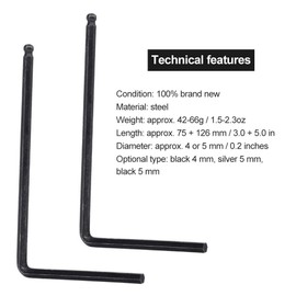 Guitar Allen Wrench, RiToEasysports 2 PCS Truss Rod Allen Wrench Tool 4mm / 5mm Ball End for Martin Acoustic Guitar(Black 5mm) Musical Instrument Accessories