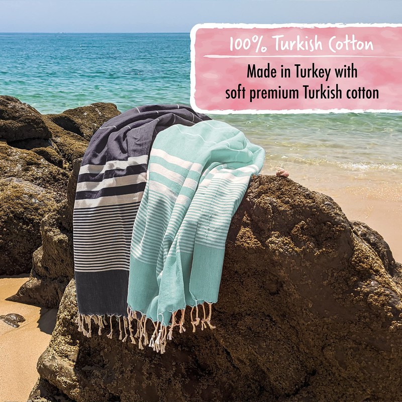 SUNSPUN LINENS Turkish Beach Towel, 39x63in Extra Large Quick Dry