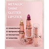 Caedelfly Glitter Metallic Shimmer Nude Pink Lipstick Long Lasting,Diamond High