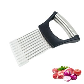 Onion Holder Stainless Steel Vegetable Cutter, Metal Onion Cutter Holder Food Slice Assistant, Cutting Aid Tool, Kitchen Aid, Cooking Accessories, Kitchen Utensils, Onion Cutter for Meat, Vegetable