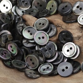 20 Stück echte natürliche schwarze Perlmuttknöpfe, 2 Löcher, echte schwarze Mop-Knöpfe für Damen und Herren, Hemden, Kleider, Poloröcke, Nähen, DIY (Schwarz, 10 mm)