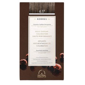 KORRES Argan Oil Colorant - Amonia-Free Hair Colour Dark Blonde Beige 6.17 - 100% Grey Hair Coverage & Vegan for a Long-Lasting Colour Result