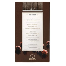 KORRES Argan Oil Colorant - Amonia-Free Hair Colour Dark Blonde Beige 6.17 - 100% Grey Hair Coverage & Vegan for a Long-Lasting Colour Result