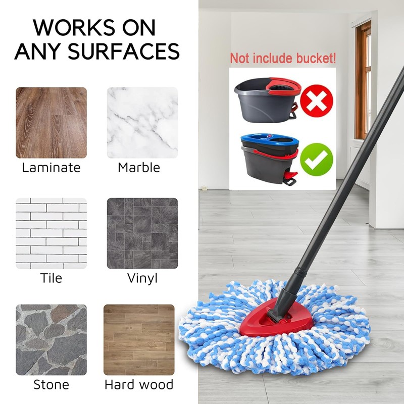 Sgizoku Mop Heads with Spin Mop Base Compatible with Viledar