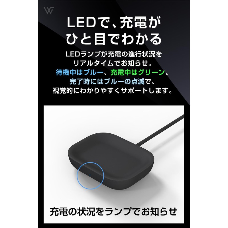 WORLD GADGETS Charger, Compatible with AirPods Pro 2, Wireless, Japanese