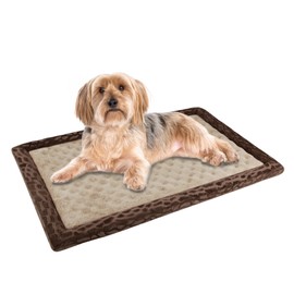 PAGGED Dog Crate Pad 24x17 inch Memory Foam Dog Bed Mat for Small Dog Cat Washable Puppy Sleeping Bed Anti Slip,Brown