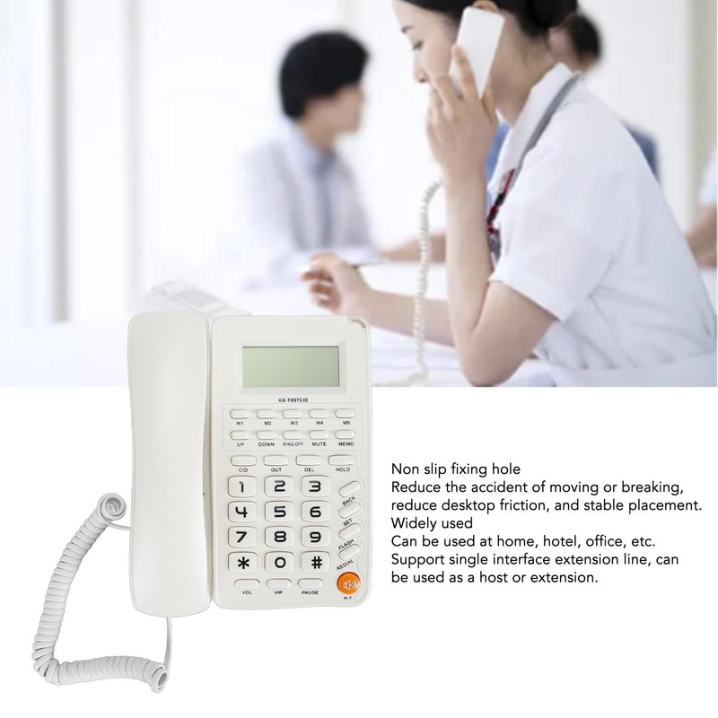Desktop Telephone Big Button Corded Landline Telephone 16 Bit HD