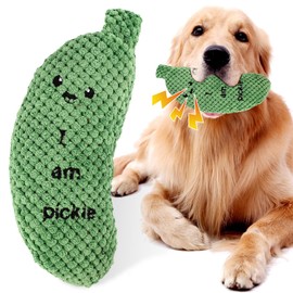 PEUTIER Pickle Squeaky Dog Toy, Funny Durable Dog Squeaky Toys for Aggressive Chewers Cute Plush Stuffed Pickle Toy Chewy Dog Toys for Small/Medium/Large Weed Dog Exercise and Accompany