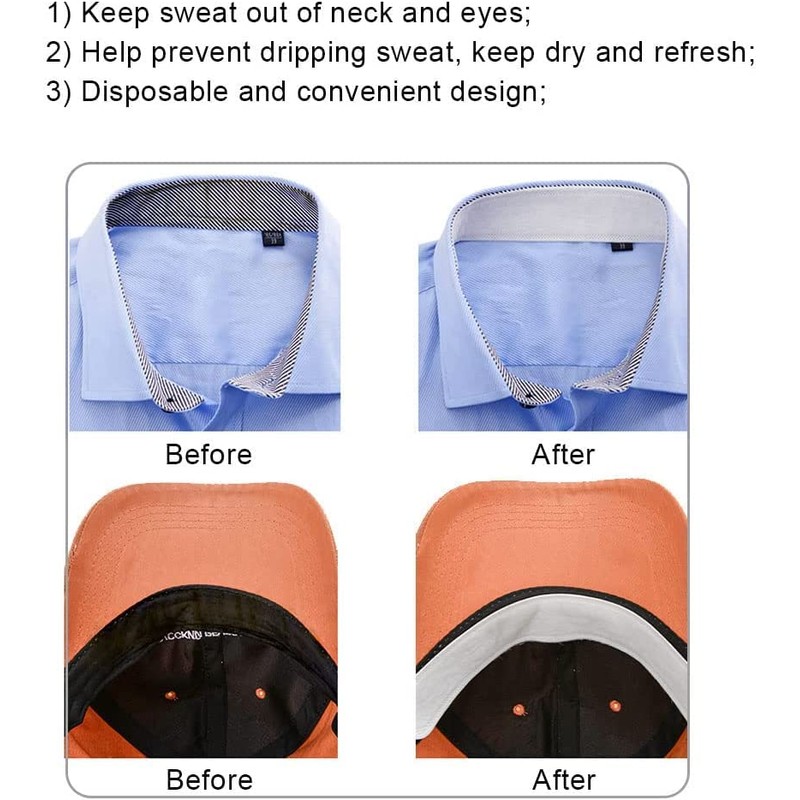 Erioctry 40PCS White Disposable Collar Protectors - Self-Adhesive Sweat Pads