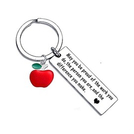 BESPMOSP Teacher Keyring Teacher Leaving Gifts Teacher Birthday Graduation Teachers Day Retirement Gifts Teacher Keychain Teacher Appreciation Present Jewelry (Rectangle teacher keychain)