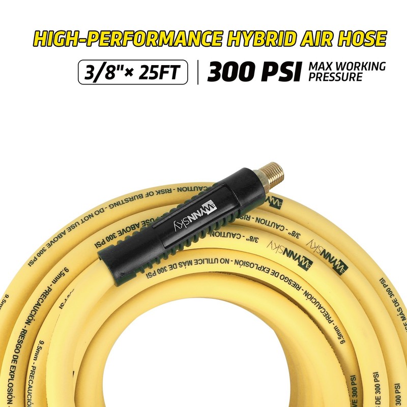 WYNNsky 3/8" Hybrid Air Hose 50ft 1/4" MNPT Air Compressor