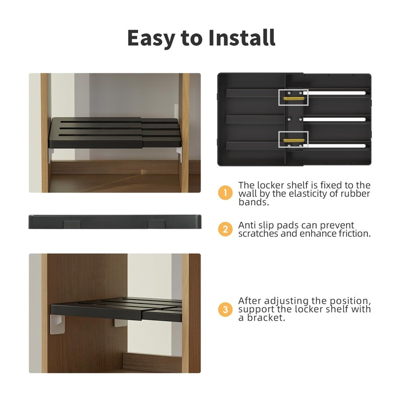 Booche Adjust-A-Shelf Locker Shelf, Extends to Fit Your Locker, Easy