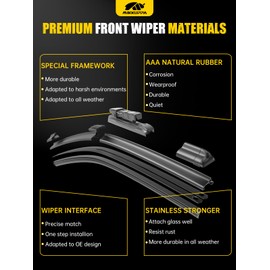 MIKKUPPA 26"+16"+12" Windshield Wipers Blades Replacement for 2017-2022 Impreza, 2018-2022 Crosstrek, Top Lock Front & Rear All Season Wiper Blades Set(Pack of 3)