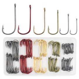 Crappie Panfish Fishing Hooks 150pcs Aberdeen Long Shank Hooks High Carbon Steel Fish Hooks for Sunfish Small Bass Trout Freshwater 8# 6# 4# 2# 1# 1/0