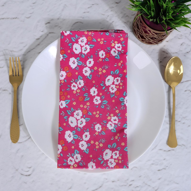 FINGERCRAFT Pack of 12 Cotton Linen Blend Napkins with Mitered