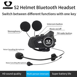 Motorcycle Helmet Bluetooth Intercom 800M Wireless Communication System Waterproof Motorcycle Bluetooth Headset with DPS Reduce Noise for Helmets (1 Pack)