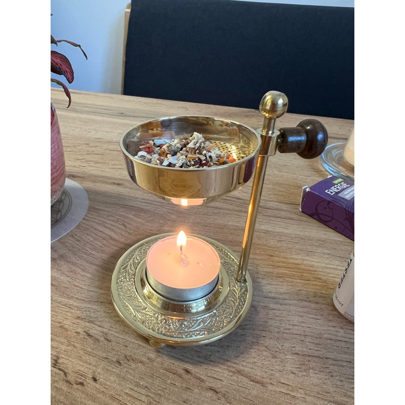 Bitto Weihrauchbrenner Oman golden Messing verstellbar, H 10 cm, Ø
