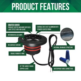 GKOLED 6-Pack Low Voltage Dimmable In-Ground Lights, 7W Grated Top Well Light, 12V AC/DC LED Outdoor Paver Landscape Lighting for Pathway Garden, Die-cast Aluminum, Black Powder Coated Finish, IP67