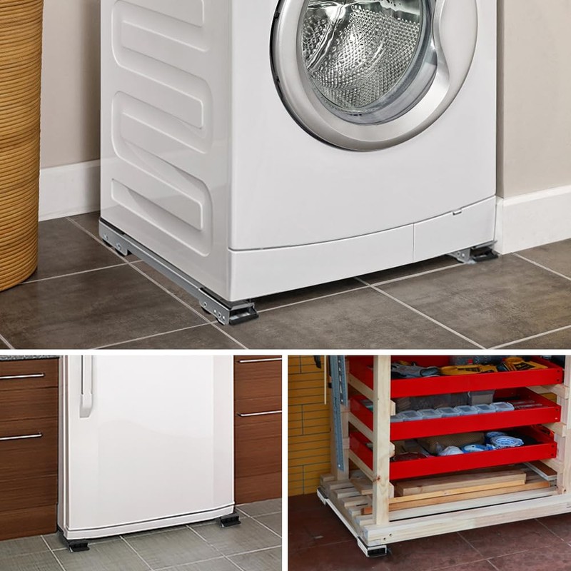LUCKUP Heavy Duty Appliance Rollers W/Crowbar, Extendable Washing Machine Stand
