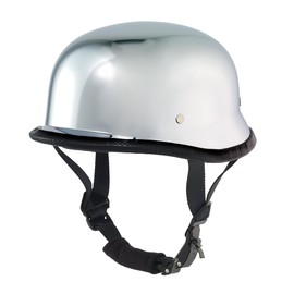 German Chrome Silver Novelty Skull Cap Half Helmet (Chrome, XXL)