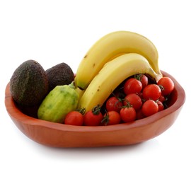 Hand Carved Wood Fruit Bowl, Fruit Serving Bowl Food Storage Basket for Fruit Bread Snack, Rustic Decorative Wooden Bowl for Home Decor, Kitchen, Table Centerpiece, and Pantry