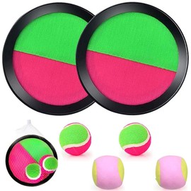JWKLYZH Velcro Ball Game for Children Set, Beach Games Throwing Game, Paddle Toss and Catch Ball Set, Throw and Catch Game, 2 Paddles and 4 Balls, for Age 3-12 Girls, Boys, Children, Birthday Gifts