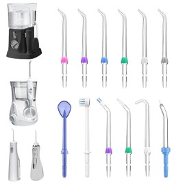 12 Cabezales de Repuesto para Waterpik, Accesorios para Irrigadores Bucales, Compatible con Waterpik Irrigador Bucal、Waterpik Water Flosser, 6 Boquillas Estándar, Puntas Ortodónticas