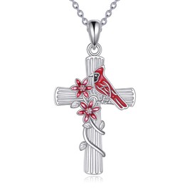 DAYLINLOVE Cross Cardinal Necklace 925 Sterling Silver Cardinal Pendant Jewellery for Women