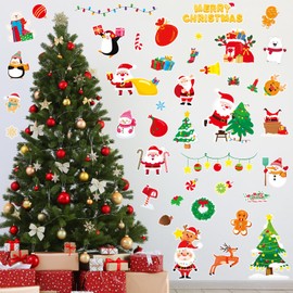 Christmas Wall Decals 9 Sheets Santa Claus Christmas Wall Stickers Peel and Stick Winter Snowman Xmas Wall Decals for Classroom Playroom Living Room Door Bedroom Wall Window Home Office Decorations