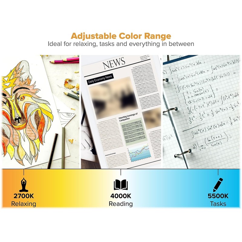 Bostitch Office KT-VLED1810-WHITE Powered Rechargeable Battery LED Desk Lamp, 3