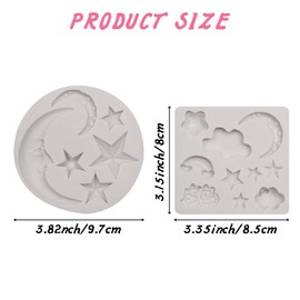 Moon Stars Silicone Mold Set, Clouds Shaped Moon Star Chocolate Molds for Fondant Candy Baking Sugar