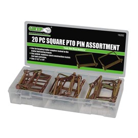 Grip Lynch Pin Assortments (20 pc Square PTO) - 2-1/2” x 1/4” - Zinc Plated Stainless Steel - Keeps Trailer Couplers Locked - Home, Travel, Garage