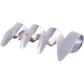 4 Pieces Guitar Thumb Finger Picks Stainless Steel Guitar Picks Thumb Picks Finger Picks with Plastic Case for Electric Guitar Bass Ukulele (Silver)