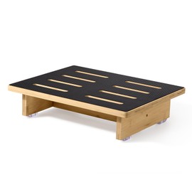 Roylvan Step Stool for Adults, 3.5" Bed Step for High Beds, Non-Slip Stepping Stool with Load Capacity of 440 lbs, Wooden Step Stool for Seniors, Kids, Bedside, Shower, Kitchen Use, Beech Wood/Black