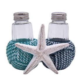 Starfish Salt and Pepper Set Holder, Nautical Décor, Shakers Included, 5 Inches