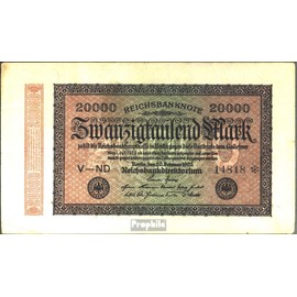 Banknote German Empire Rosenbg: 84a, watermark Rings 5stellige Kontrollnummer used (III) 1923 20.000 Mark (money for collectors - no means of payment)