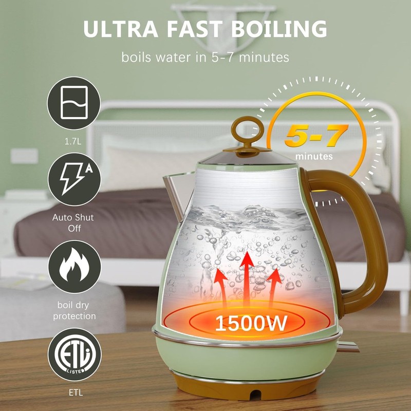 1.7L Electric Kettles, BPA Free Tea Kettle, Hot Water Boiler