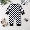 XIXIMAON Toddler Baby Boy Jumpsuit Round Neck Long Sleeve Checkerboard
