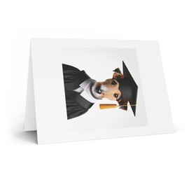 DistinctInk Greeting Card/Note Card - Smooth Fox Terrier Graduation - PACK of 25