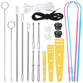 ENCHOL 20 Pcs Drawstring Threader Tool Set with Bodkin, Loop Turner Sewing Tool, Drawstring Cord, Elastic Threader and Cord Locks for Pants Hoodies Sweatpants Jackets Shoes