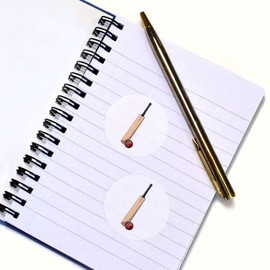 24 x 40mm Round 'Cricket Bat & Ball' Stickers (SK00054713)