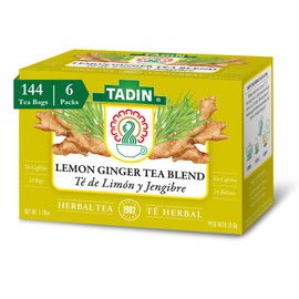 Tadin Lemon Ginger Tea, Herbal Tea, Caffeine Free, 24 Tea Bags Per Box, Pack of 6