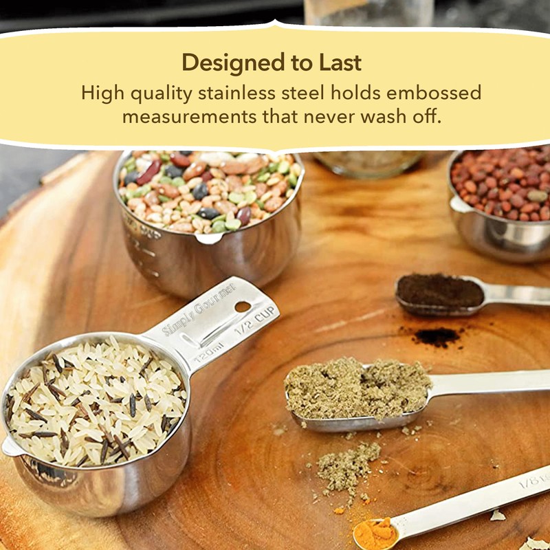 Simply Gourmet Measuring Cups and Measuring Spoons Set Stainless Steel