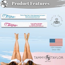 Tammy Taylor Peel N Stick Zebra 180 Grit Professional, Washable Nail Files and Emery Board for a Long Lasting Smooth Manicure/Pedicure Finish (50 pcs)